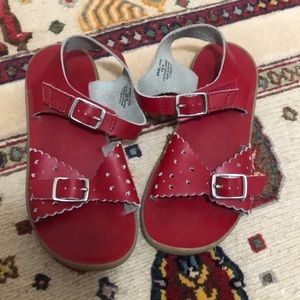 Footmates red leather sandals for girls size 12.